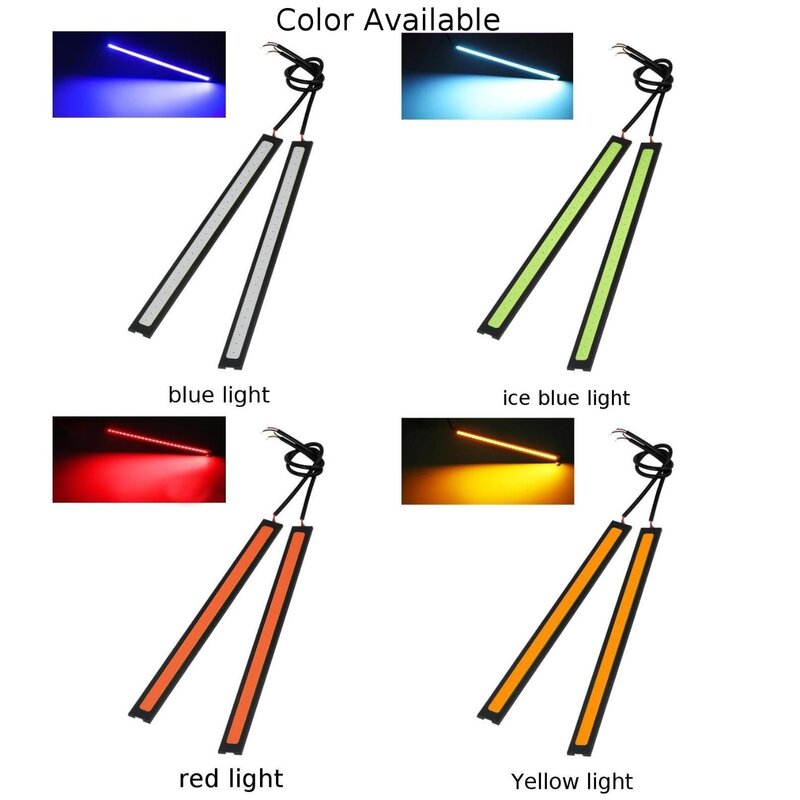 Luces LED COB para coche, lámpara de conducción antiniebla DRL, superbrillante, 2 piezas, 12V de CC, 17cm, amarillo/rojo/azul hielo, impermeable