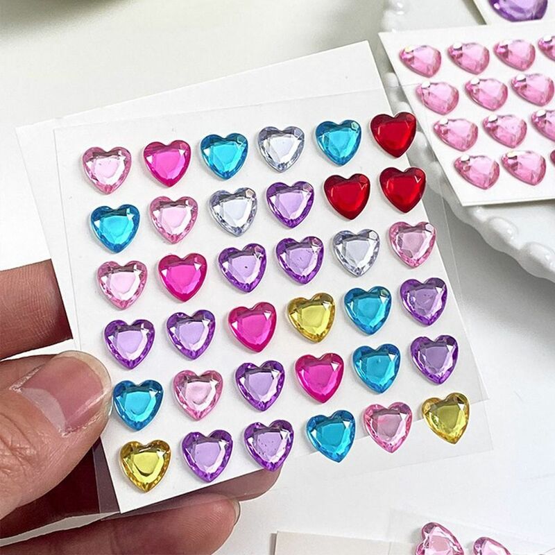 สติกเกอร์ตกแต่งแล็ปท็อปประกายเพชรรูปหัวใจรักพลอยเทียม DIY ของเล่นเด็กสติกเกอร์เพชรคริสตัล3D