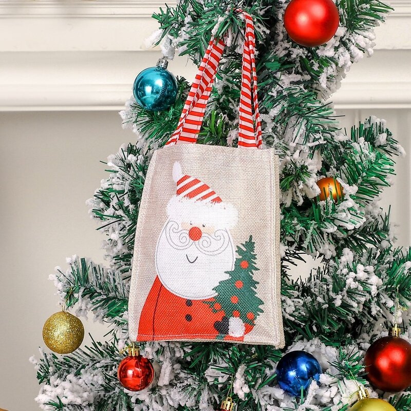 Tas belanja Fashion nilon indah manusia salju lucu keranjang penyimpanan tas tangan wanita Kartun Natal tas gaya