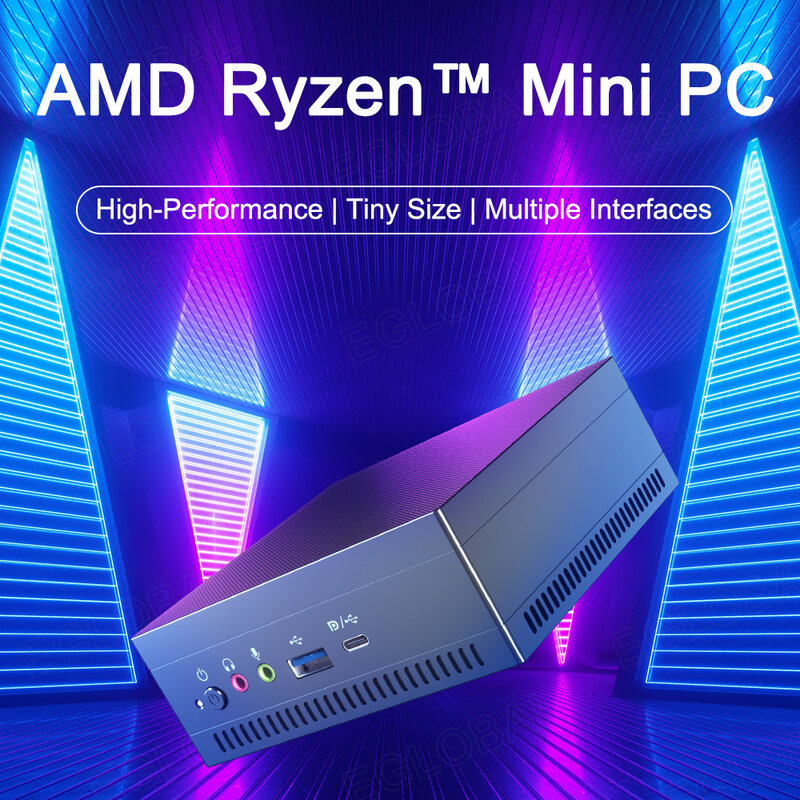 EGLOBAL Mini PC AMD Ryzen 7 Gaming Windows 10/11 DDR4 Ren3000 Desktop USB WIFI 5 1000M AMD NUC Computer for game work office PC