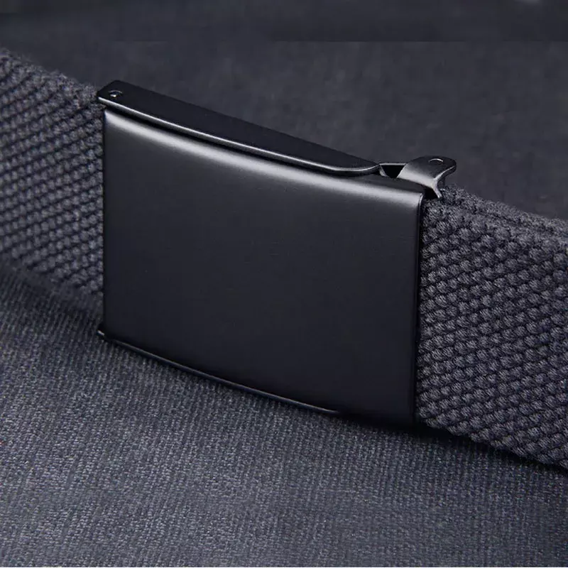 Cinturón de lona con hebilla automática para hombre y mujer, cinturón informal Unisex de talla grande 160, 150, 140, 130, 120, 110 cm
