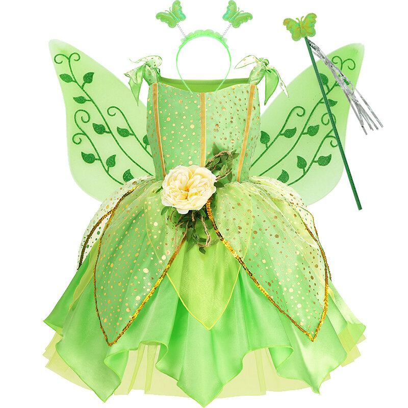 Disney-Tinker Bell princesa vestidos para meninas, trajes cosplay