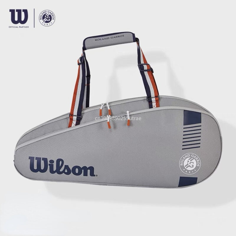 Сумка Wilson Team 6PK Roland Garros WR8019101001 унисекс, серый цвет, два отделения, регулируемая Наплечная подкладка