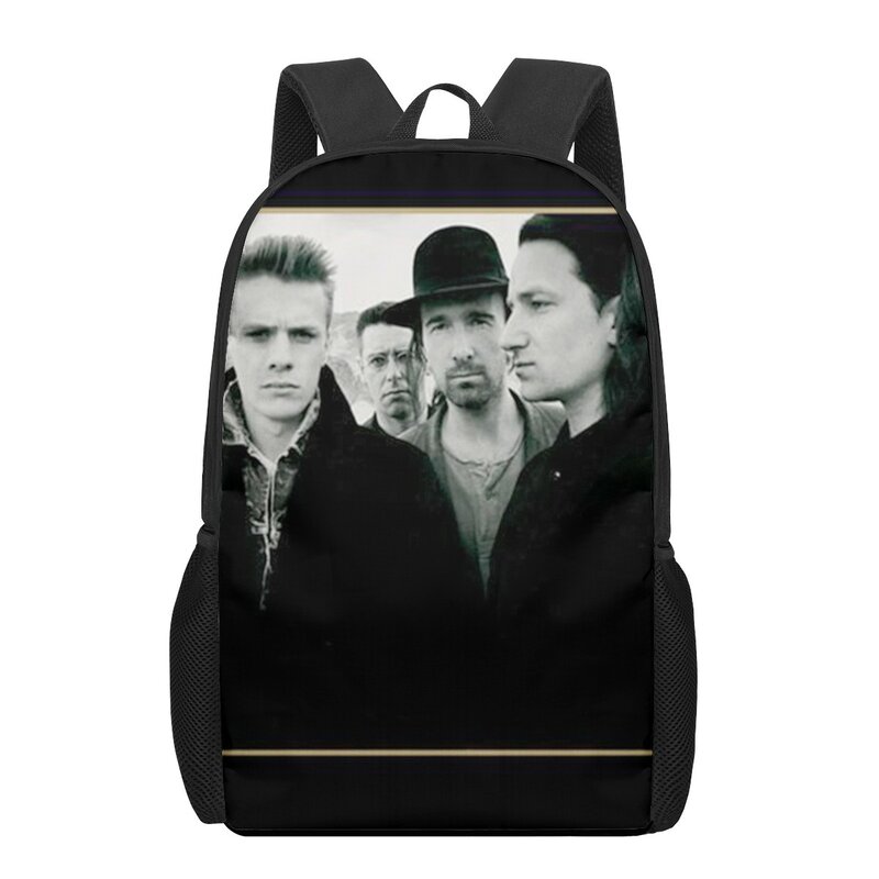U2 밴드 3D 프린트 학교 가방, 소년 소녀 초등학생 백팩, 어린이 책 가방, 사첼 백팩