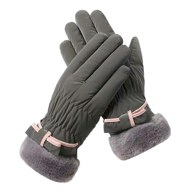 Guantes Térmicos de invierno para mujer, forro de felpa de dedo completo, a prueba de viento, clima frío, guantes cálidos para el trabajo, deportes al aire libre