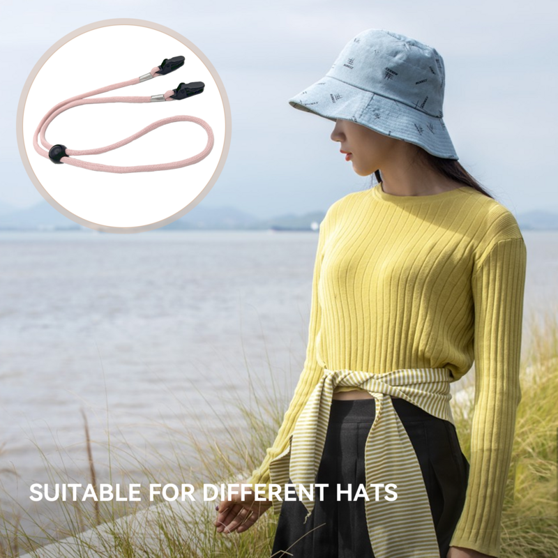 Hat Clip For Travel Lightweight Adjustable Hat Strap 80cm Long Double Layer Buckle Chin Cord Removable Polyester Hat Supplies