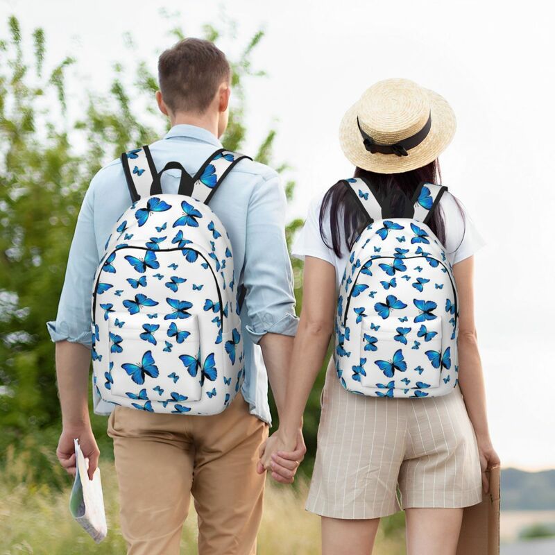 Рюкзак с синими бабочками для учеников средней и старшей школы