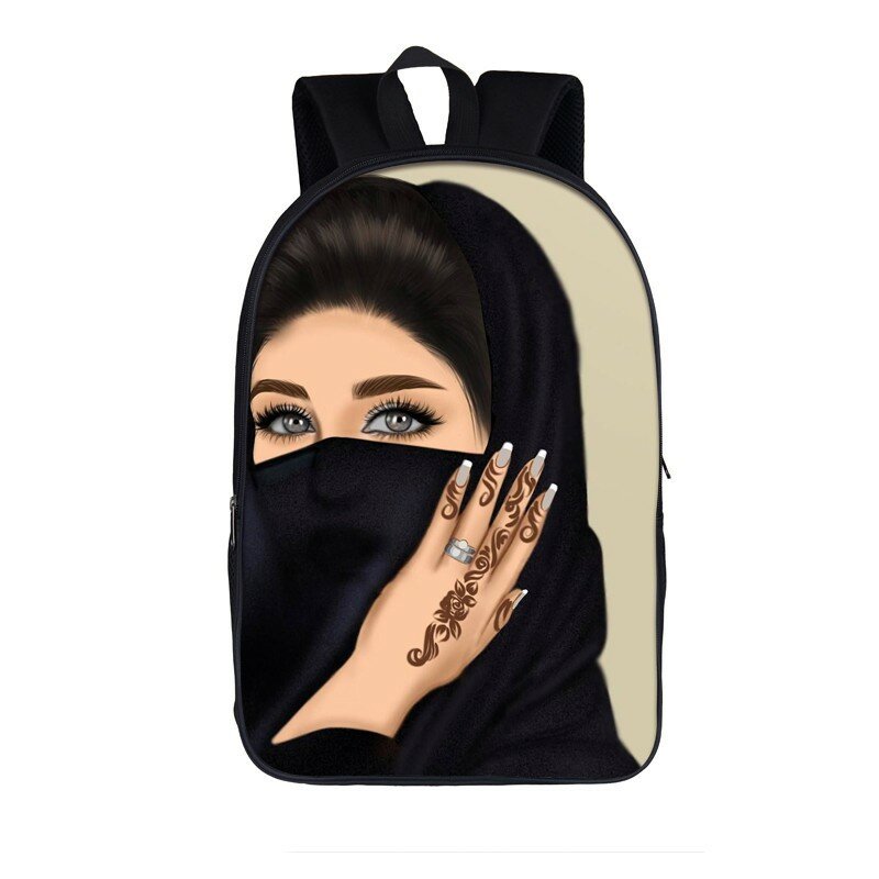 Mochila informal con estampado de chica islámica para hombre y mujer, morral bonito de viaje, mochilas escolares para niños y niñas