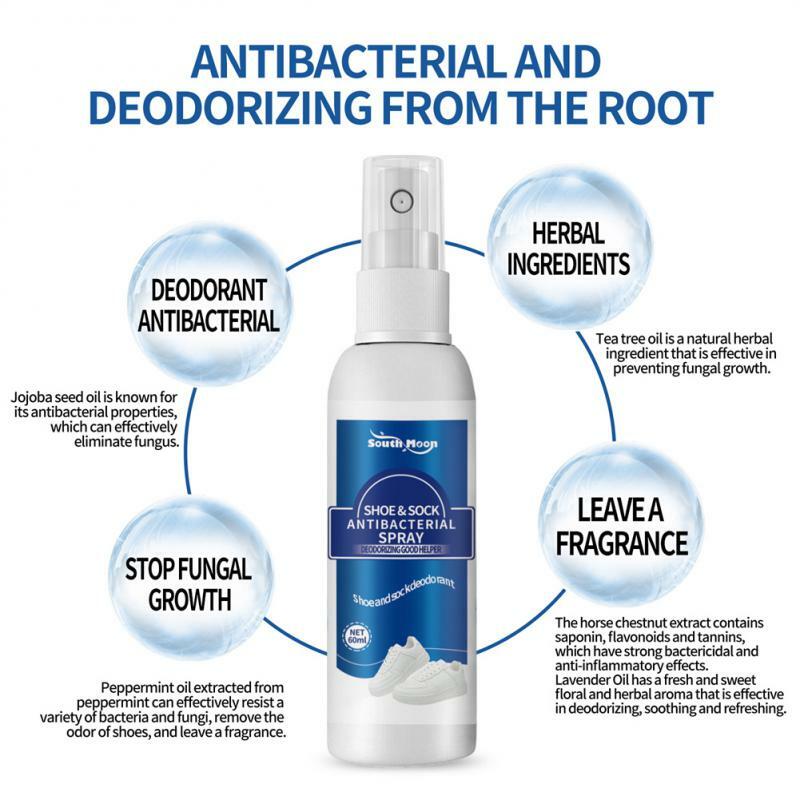 Desodorizante Desodorizante Spray, Calçado e Meias Freshener, Anti-suor Foot Care, Fall-proof, Ingredientes Naturais, Artefato