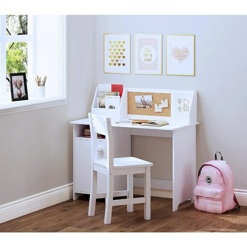 어린이 학습 책상 및 의자 세트, 학생 학습 컴퓨터 워크스테이션 및 쓰기 테이블, 가정 학교 사용