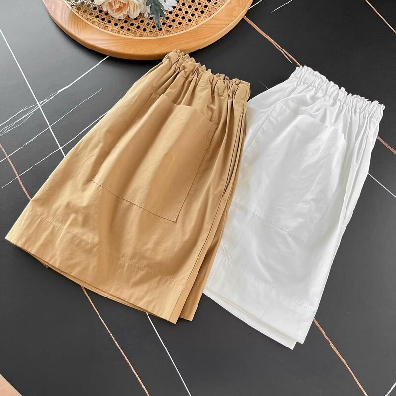 Pantalones cortos informales de pierna ancha para Mujer, Shorts elegantes con bolsillos que combinan con todo, Moda de Primavera y verano, 2024