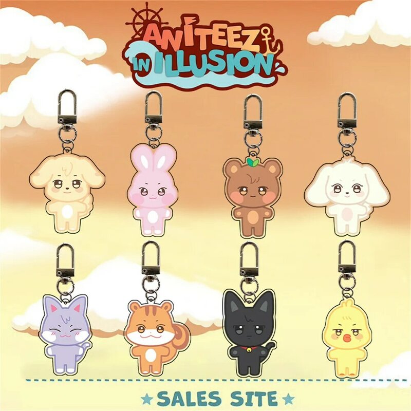 Kpop Ateez Cartoon Sleutelhanger Albums Aniteez Sleutelhanger Hongjoong Seonghwa Yunho Yeosang San Sleutelhanger Accessoires Fans Cadeau