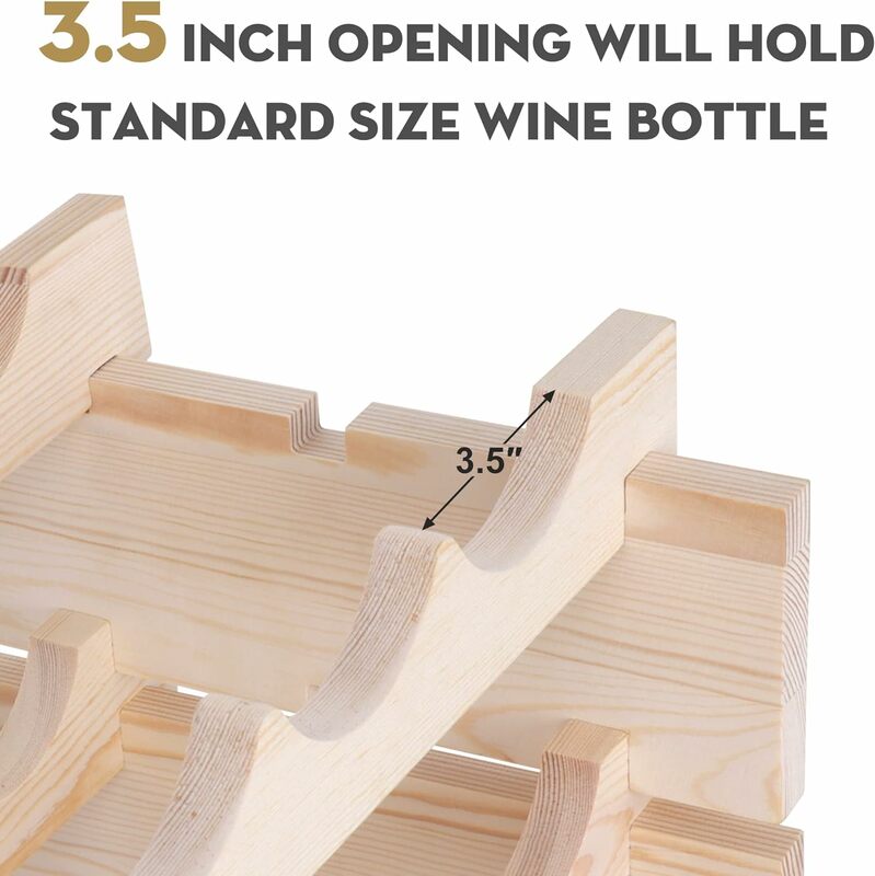 Estante de vino Modular apilable, estante de almacenamiento de vino de madera de 8 niveles, estante de exhibición independiente, 96 botellas