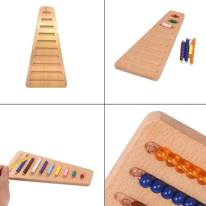 Color Beads Stairs Safe Wooden Counting Large Bead Frame Easy To Use Fun Preschool School Training Toys