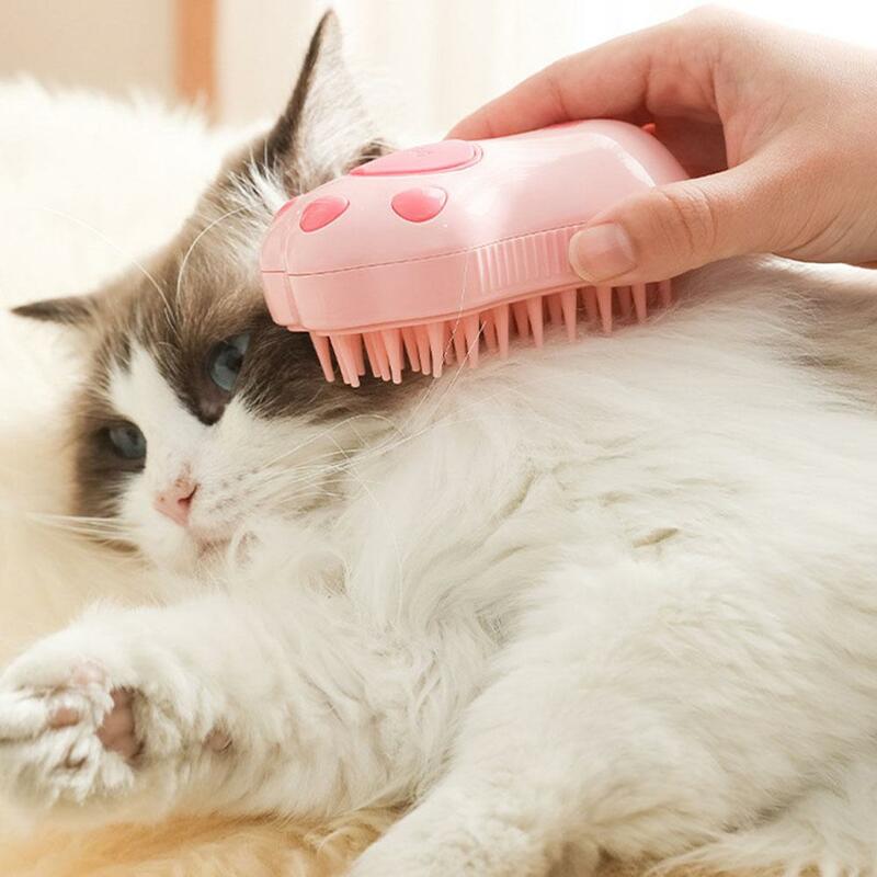 Kot szczotka parowa kot pies grzebień groomerski Pet Spray elektryczny grzebień do masażu 3 w1 szczotka do włosów grzebień do usuwania włosów Usb