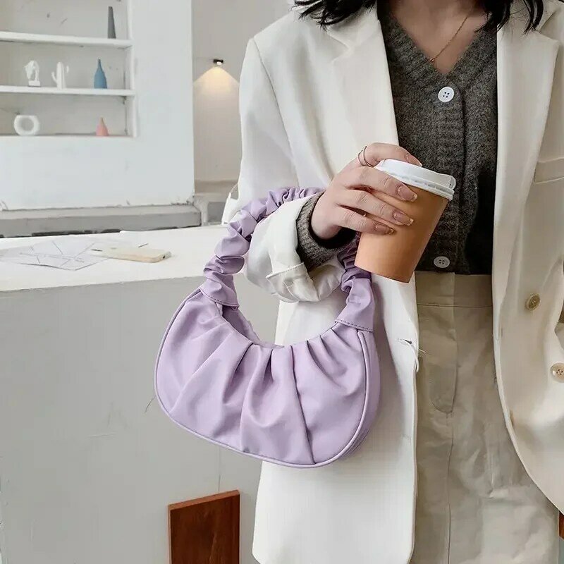 Stijlvolle Geplooide Handtassen Voor Vrouwen Pu Cloud Bags Vrije Tijd Oksel Tas Boodschappentassen Dames Mode Handtas