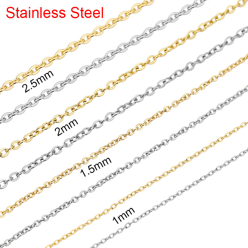 5meters Stainless Steel Link Chains Bulk Lot 1 1.5 2 2.5mm Gold Color Necklace Chains for Diy Bracelet Supplies Jewelry Making