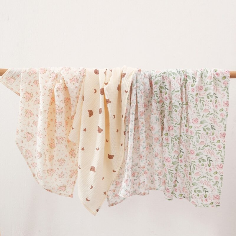 Cobertor algodão para bebê HUYU com designs vários padrões Swaddles para recém-nascidos macios e respiráveis
