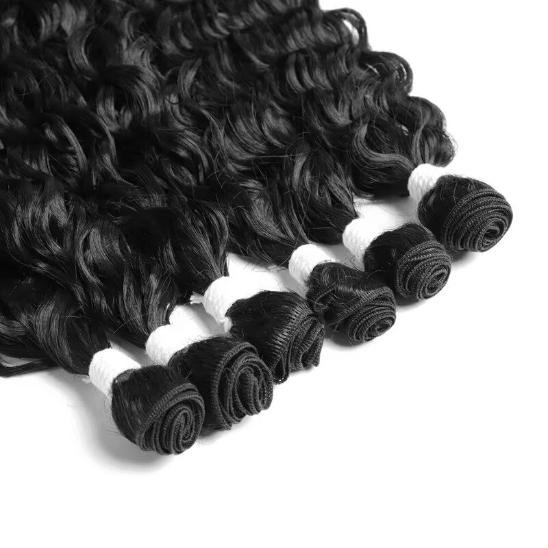 Capelli brasiliani dell'onda fibra ad alta temperatura naturale 180 grammi 6 fasci in un sacchetto fasci di capelli sintetici a testa piena dell'onda dell'acqua