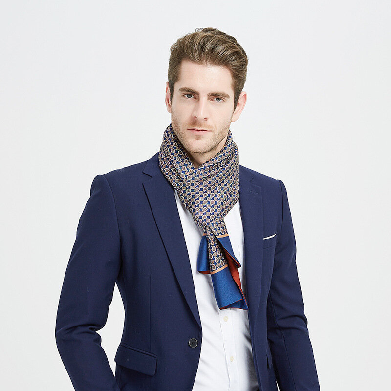 Europeu e americano cachecol de dupla face inverno novo lenço de seda masculino longo lenço de negócios