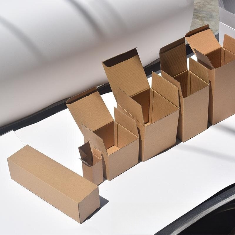 กล่องบรรจุภัณฑ์กระดาษคราฟท์ธรรมชาติกล่องกระดาษลูกฟูกหนาสำหรับจัดส่งกล่องจดหมาย10ชิ้น