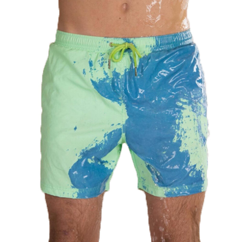 Troncos de natação secagem rápida para homens, calções de praia coloridos, moda praia, maiô, banho curto, calça fria gelo, verão