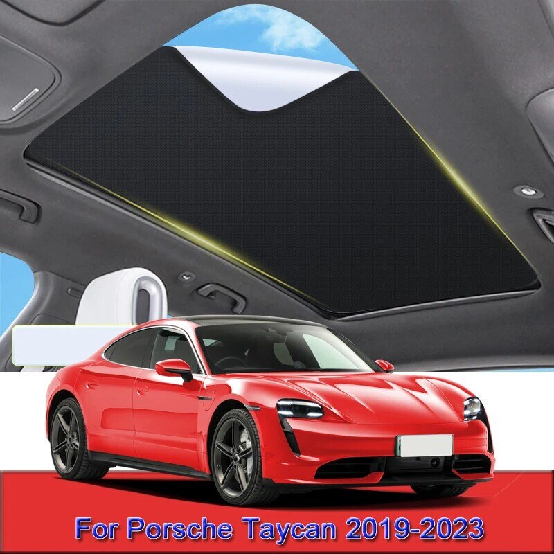 Cocok untuk Porsche Taycan 2019-2023 Aksesori Mobil stiker Skylight isolasi panas kerai matahari adsorpsi elektrostatik mobil