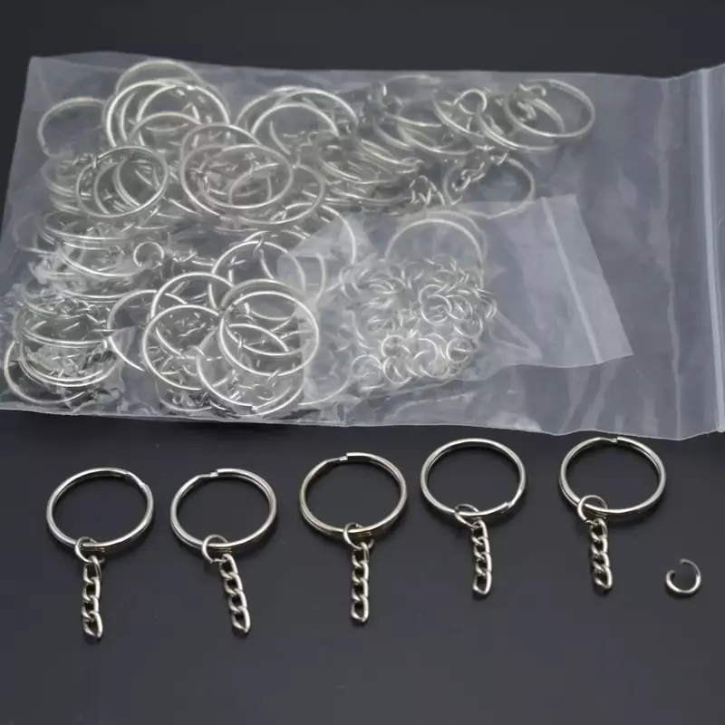 Chaveiro de metal banhado a prata Chaveiro em branco Split Anéis Fecho de lagosta Chaveiro Pingente de aço inoxidável Keyfob