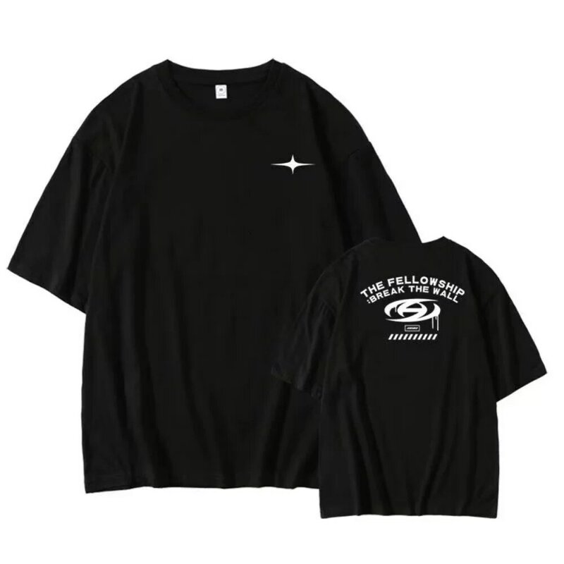 Ateez-Camiseta con estampado de moda coreana para hombre y mujer, camiseta de manga corta de algodón de gran tamaño, Top de calle Kpop, ropa informal de verano para pareja