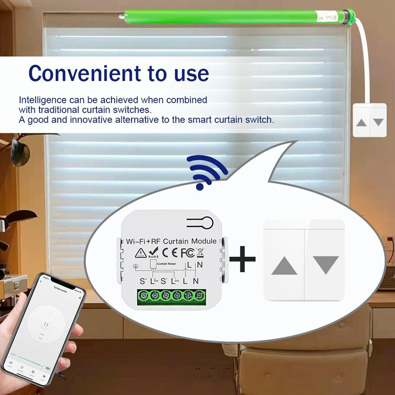 WiFi Connected Roller Shutter Switch Tuya Smart Curtain Module Blinds Motor 433MHz telecomando per Alexa Google Home
