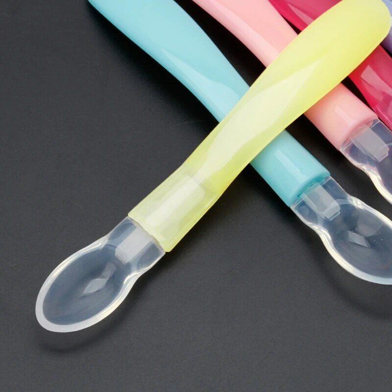 Baby Spoons Feeding Dishes Tableware for Children Flatware Cutlery Colher Spoon Silicone Tools-for-patchwork Lot Soup