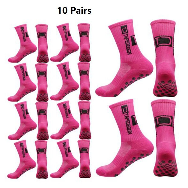 Calcetines antideslizantes de silicona para hombre y mujer, medias acolchadas y transpirables con agarre para fútbol, tenis y baloncesto, 10 pares