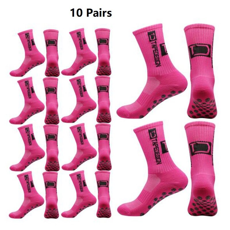 10 Pairs New Men Womans Non-slip Silicone Bottom Soccer Socks Cushioned Breathable For Football Tennis Basketball Grip Socks