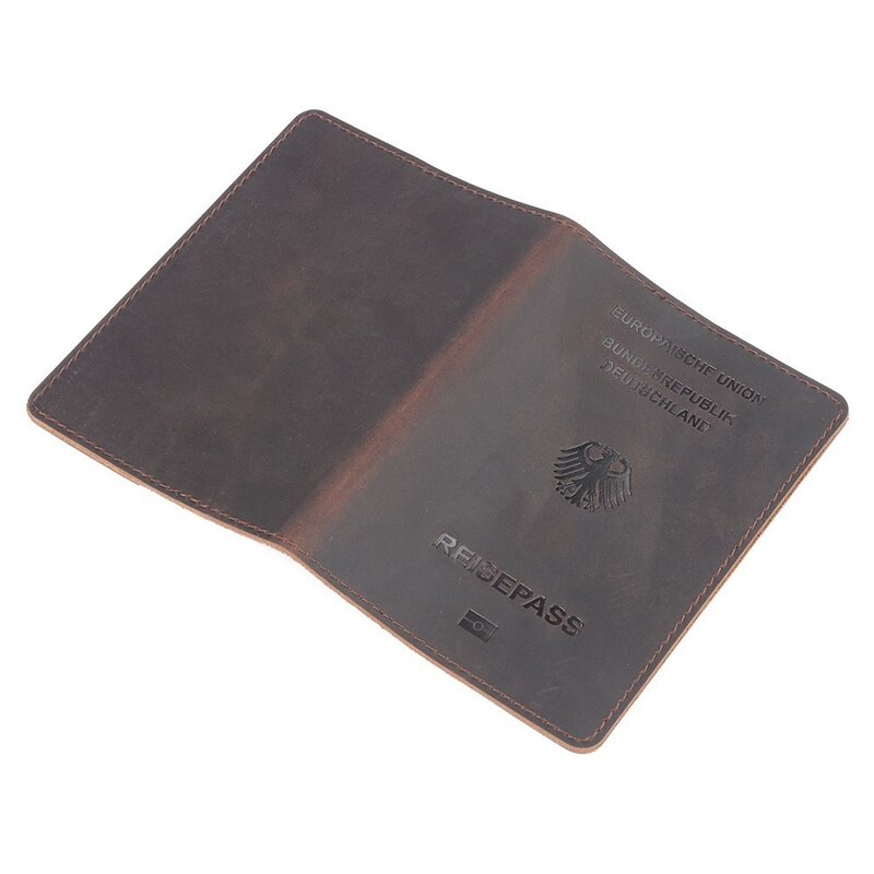 Bolsa de tarjeta de cuero de vaca para Alemania, funda de pasaporte hecha a mano, diseño Retro, tarjetero alemán, estuche de pasaporte de negocios