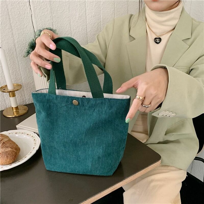 Letteratura e arte borsa di velluto a coste borsa da donna Casual borsa da pranzo portatile Vintage in tessuto