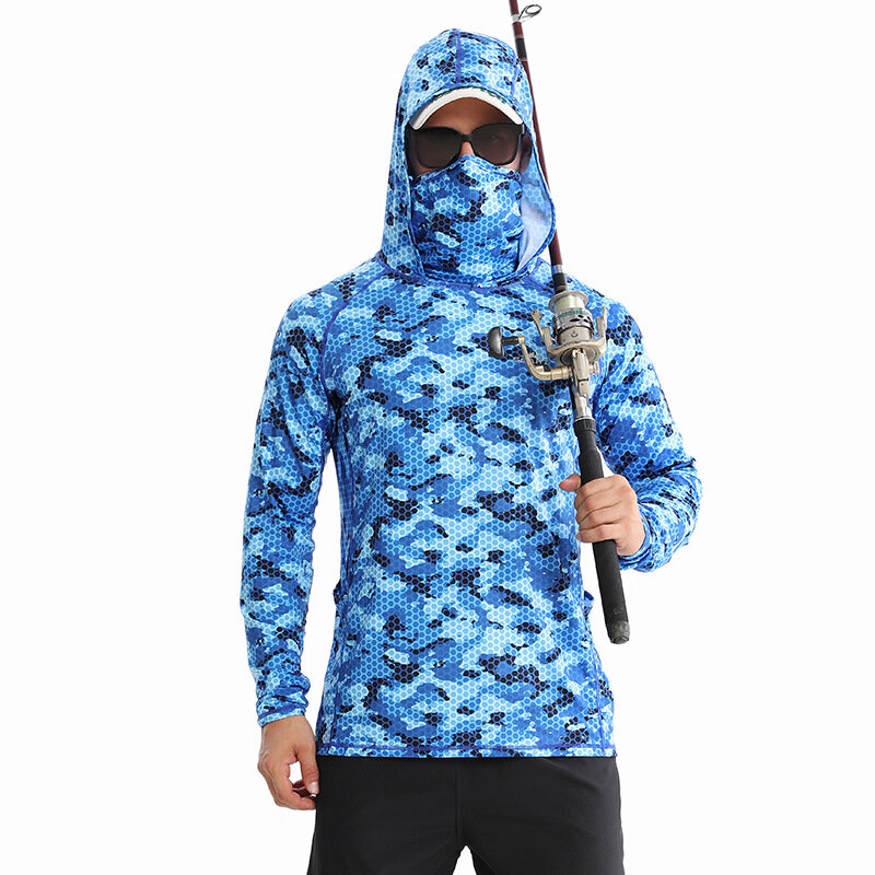 2024 Summer Outdoor Sun Protection Suit, Men's Breathable Quick Drying Jacket, Hooded Sun Protection Mask,Hooded Fishing Suit