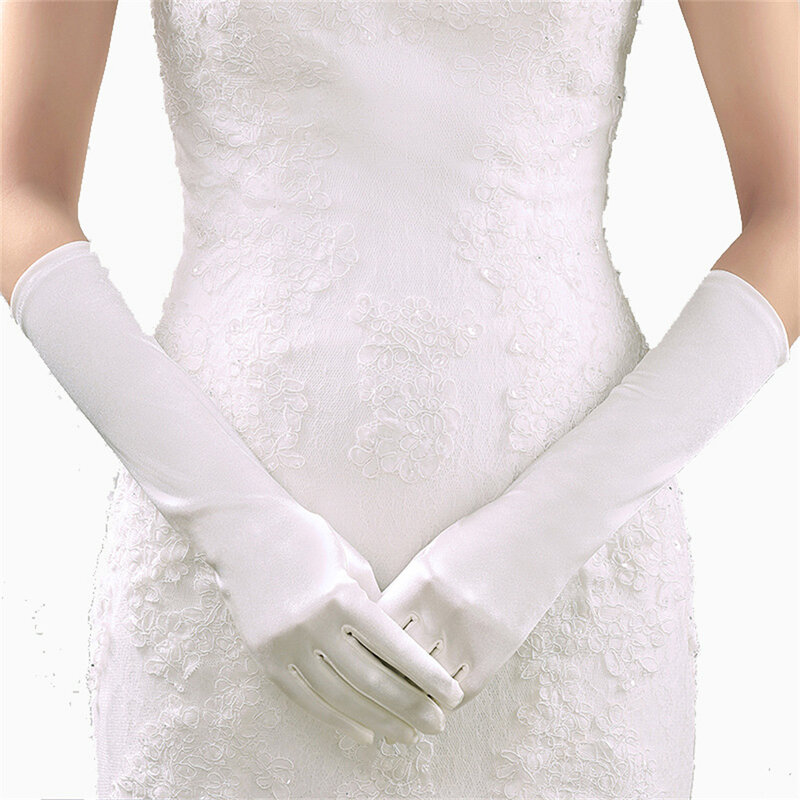女性のための長いサテンの手袋,高品質のアクセサリー,エレガント,ヴィンテージ,結婚式,コスプレ,prom,ファッション,1ペア