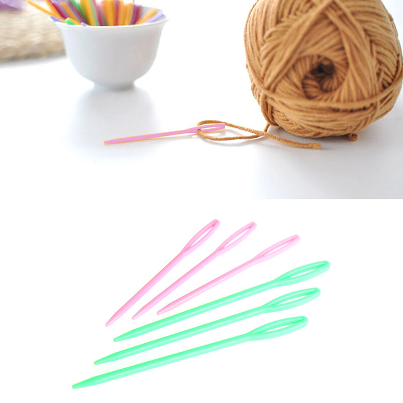 6 peças agulhas costura plástico binca crochê tricô para agulhas ponto cruz 7/9c