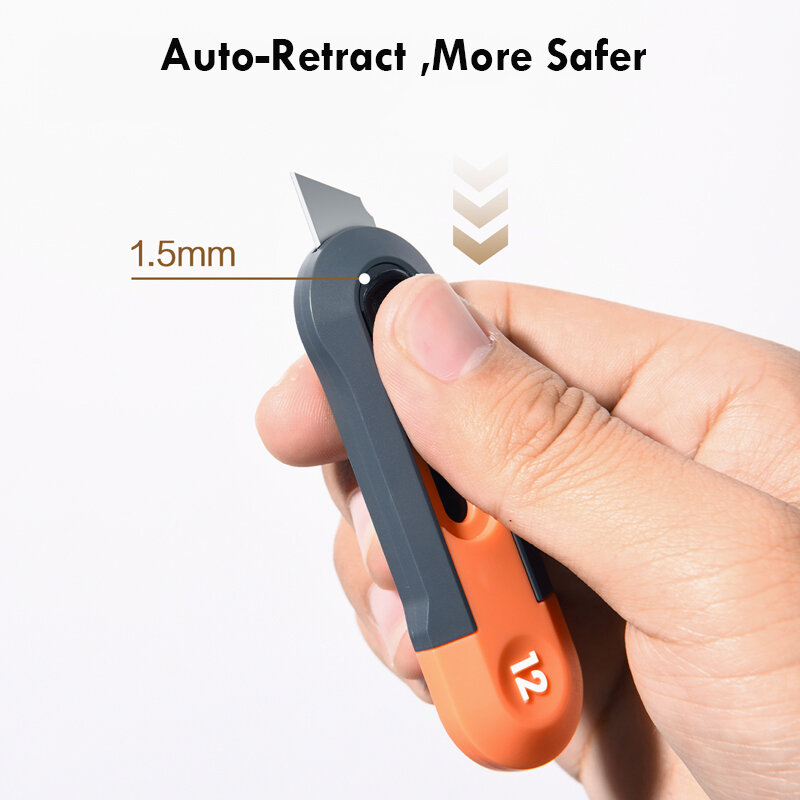 Deli Home миниатюрный Универсальный нож с автоматическим вытягиванием, маленький карманный нож с передней автоматической блокировкой, канцелярские принадлежности для школы