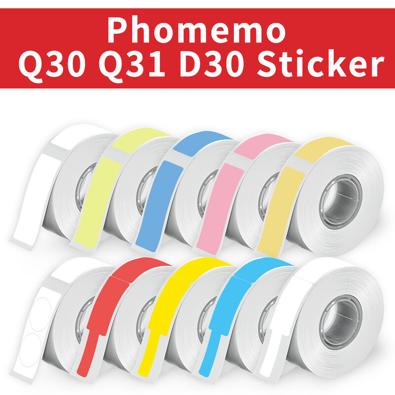 Phomemo-rollo de etiquetas térmicas Q30 D30, cinta adhesiva con nombre, impermeable, antiaceite, resistente al desgarro, precio, papel adhesivo, 1 unidad