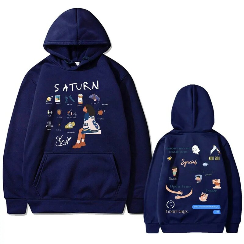 Rapper SZA Saturn Album Print felpa con cappuccio uomo donna Hip Hop Fashion felpa oversize uomo Casual Fleece Cotton Hoodies Streetwear