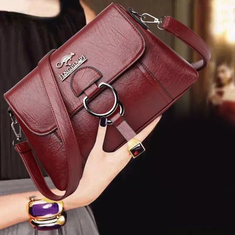 Borsa da donna New Shoulder Fashion Simple Crossbody Messenger borse PU Leather Causal Mother Lady Hand Bag Design di lusso