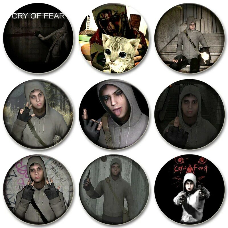 32/44/58mm Game Cry of Fear Button Pin Simon Henriksson Creative Cute Art Badge for Backpack Decor Gift for Friends