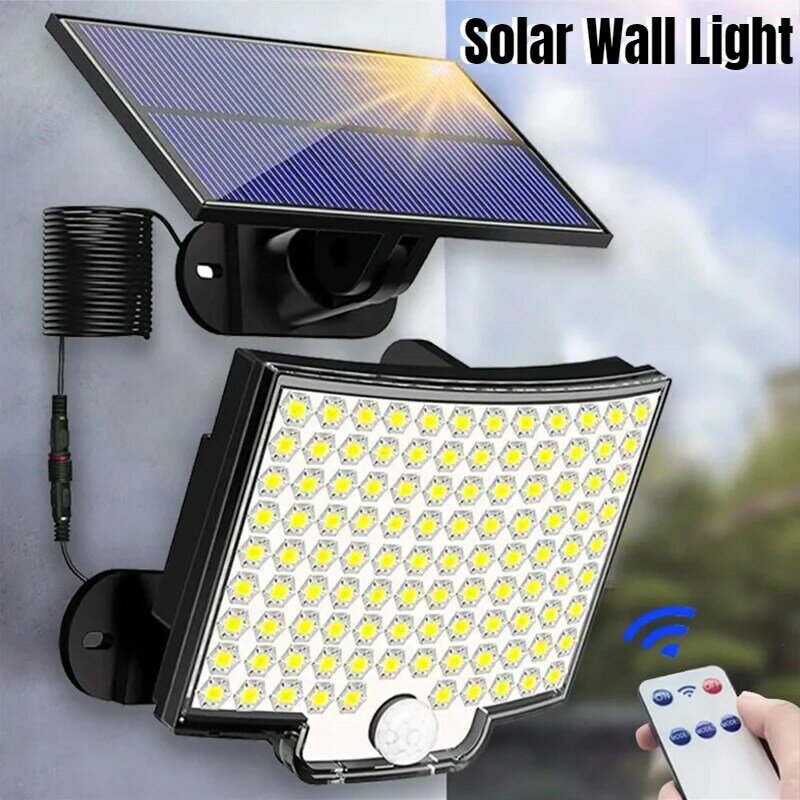 LED 태양광 벽 램프, FLSTAR FIRE, 매우 밝은 야외 태양광 조명, 모션 센서 리모컨 포함, 4 가지 작동 모드 방수