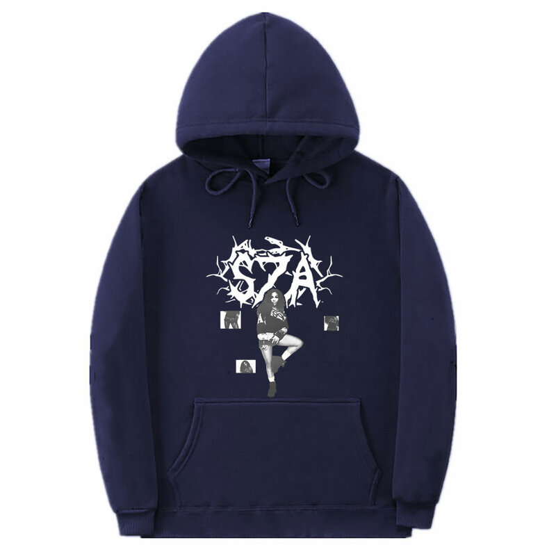 SZA 힙합 패션 오버사이즈 후디, 빈티지 고딕 멋진 스트리트웨어, 남성 캐주얼 플리스 코튼 맨투맨