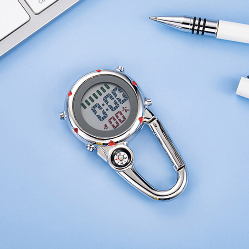 Carabiner Clip Watches Clock Electronic Luminous Multi-function Fob Nurse Watch Men Compasses Display Clocks Gift