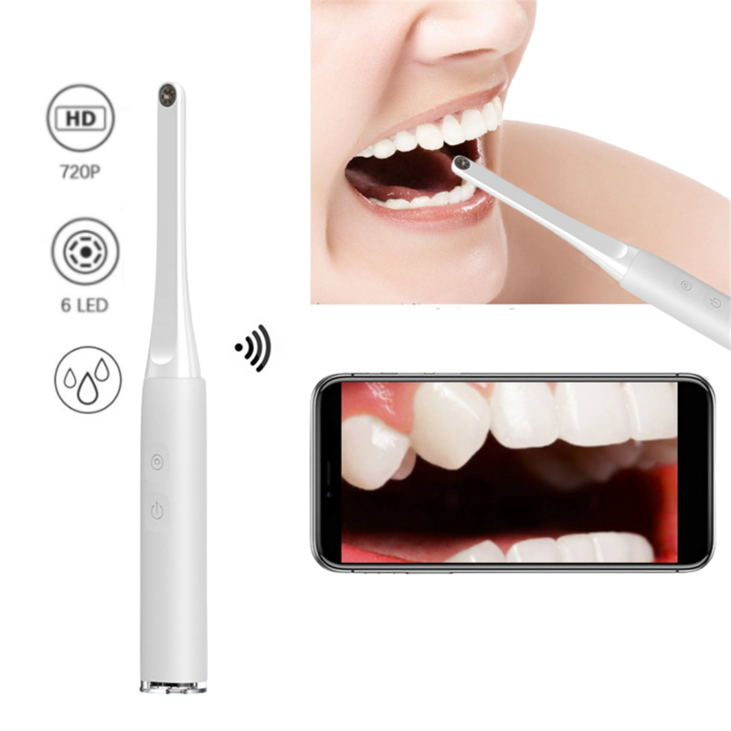 Draadloze Wifi Intraorale Camera Tandheelkunde Inspectie Endoscoop Orthodontist Tool Met 6 Led Licht Voor Smartphone-Zwart