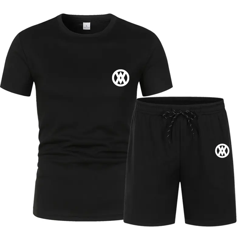 T-shirt Sets Men's Fitness Sportswear Summer Round Neck Breathable Comfortable T-shirt + Shorts 2-Piece Daily Outdoor Sports Set
