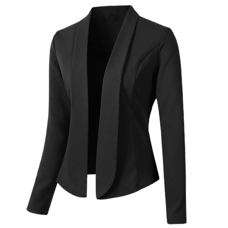 Casaco de terno monocromático slim fit feminino, cardigã empresarial, senhoras do escritório, lapela, jaqueta de manga comprida, blazer