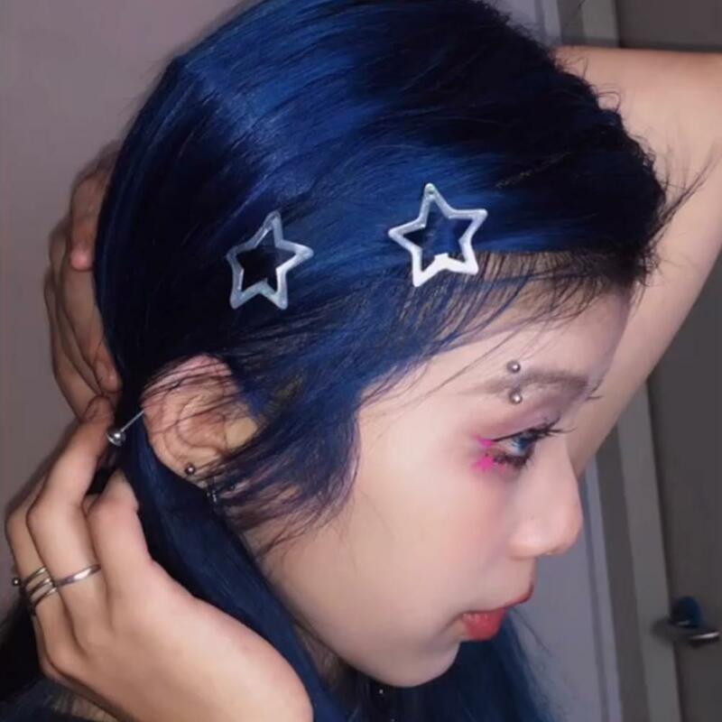 Colorido Star Shape Glitter Metal Snap grampos de cabelo, presilhas bonitos das meninas, grampos de cabelo, acessórios para crianças, bebê, adolescentes